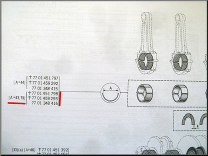Connecting rod bearing set (0.25 - 43 - 75 mm) width 17.50 mm – Renault 12 - Renault 15 - Renault 17 - Renault 16 - – OEM 7701348416 (0.25, 43.75 mm)
