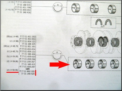 Main bearing set (0.25 - 54.55 mm) – Renault 12 - Renault 15 - Renault 17 - Renault 16 - OEM 7701348420 (0.25 - 54.55 mm)