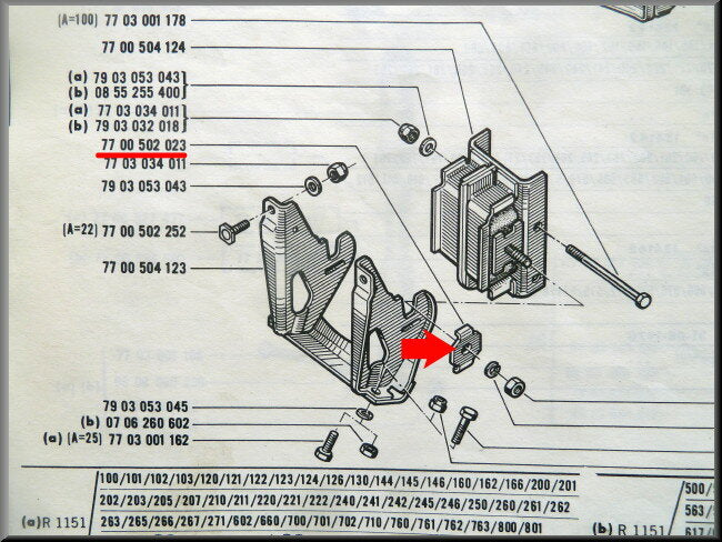 Borgplaat versnellingsbak steun – Renault 16 – OEM 7700502023