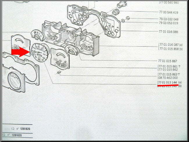Km teller – Renault 12 TS – OEM 7701013144