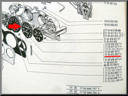 Compteur de vitesse – Renault 16 TX (premier type), TS (deuxième type) – OEM 7701013399A – Occasion