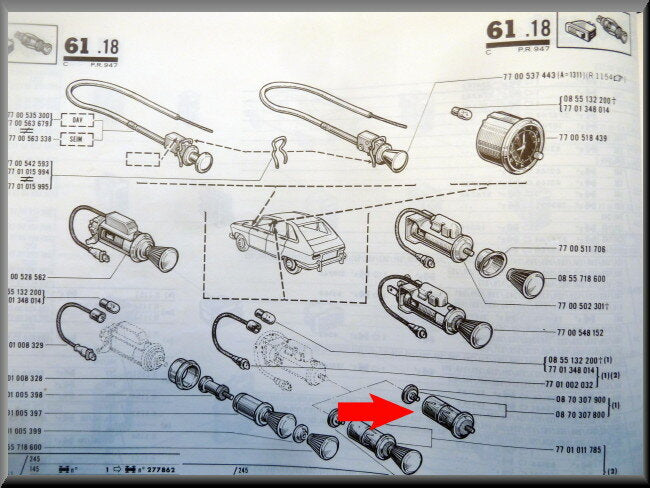 Allume-cigare – Renault 16 – OEM 0870307800