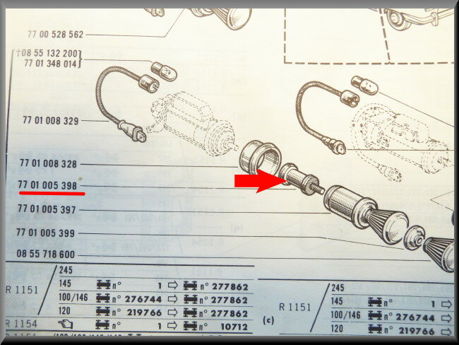 Cigarette lighter glow plug - Renault 16 - OEM 7701005398