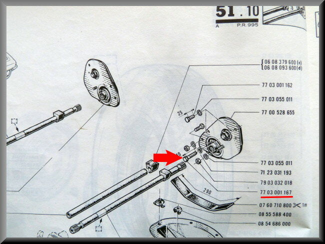Bout M8x40 (geel gepassiveerd) – Renault 16 – OEM 7703001167
