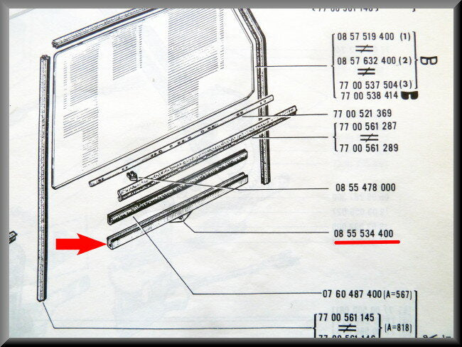 Ruitprofiel achterzijde links en rechts – Renault 16 – OEM 0855534400 / 0855588000