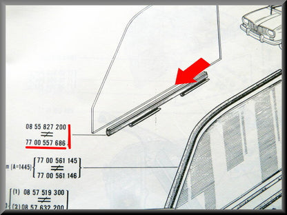 Ruitprofiel voorzijde rechts – Renault 16 – OEM 7700557686 / 7700557688