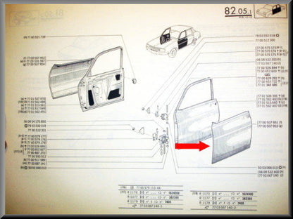Deurplaat links voor – Renault 12 – OEM 7700515364