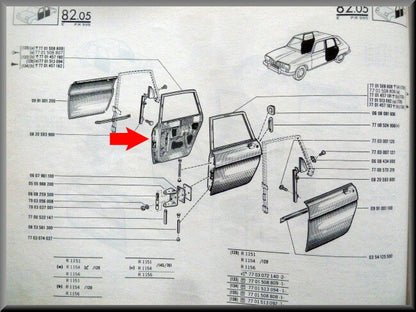 Portière arrière droite – Renault 16 type 2 – OEM 7701457182 – NOS