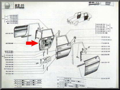 Portier achterzijde rechts  – Renault 16 type 1 – OEM 0991001600  – NOS
