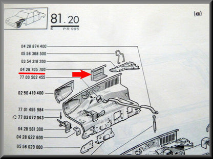 Luchtinlaat rechts – Renault 16 – OEM 0428705700
