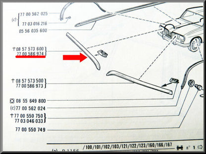 Bandeau de capot droit – Renault 16 > 1973 – OEM 7700586974