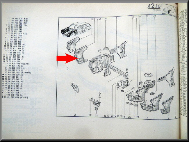 Hoekstuk voorscherm rechts  – Renault 18 – OEM 7701460740 – NOS