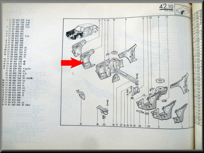 Hoekstuk voorscherm rechts  – Renault 18 – OEM 7701460740 – NOS