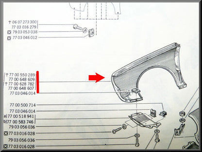 Front wing right – Renault 12 – OEM 7700648609