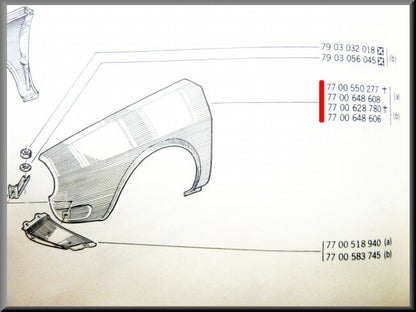 Aile avant gauche – Renault 12 – OEM 7700648608