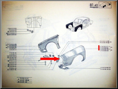 Aile avant gauche – Renault 12 – OEM 7700648608