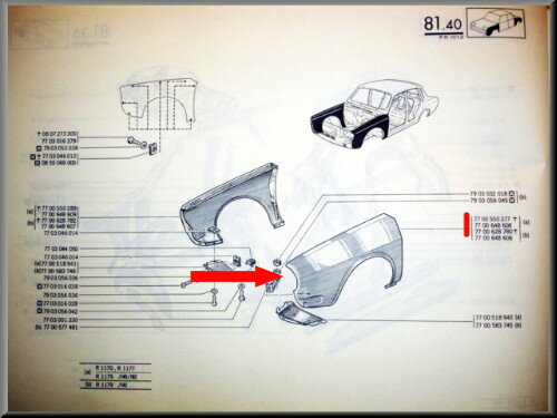 Aumonière avant gauche – Renault 12 – OEM 7700648608