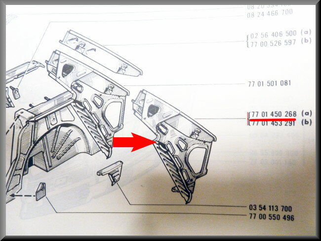 Doublure d'aile arrière gauche – Renault 16 – OEM 7701450268