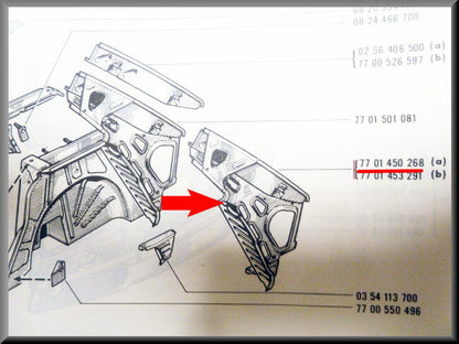 Doublure d'aile arrière gauche – Renault 16 – OEM 7701450268