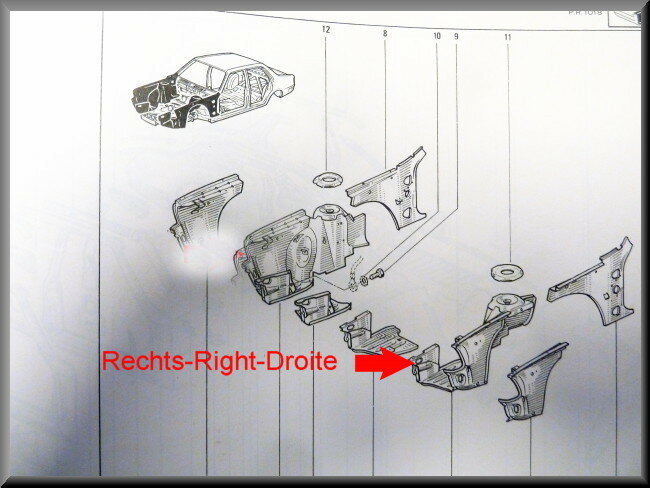Pièce d'angle d'aile avant droite – Renault 18 – OEM 77700653076 – NOS
