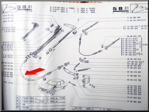 Handremkabel voorzijde – Renault 12 – OEM 7700521899