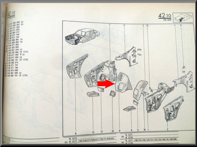 Hoekstuk voorscherm rechts  – Renault 20 - Renault 30 – OEM 7701533080 – NOS