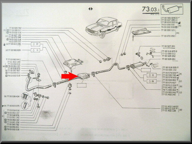 Silencieux intermédiaire – Renault 12 – OEM 7700565826