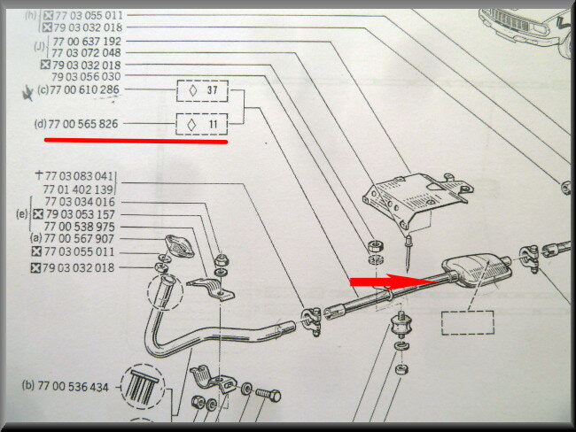 Silencieux intermédiaire – Renault 12 – OEM 7700565826