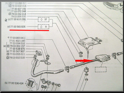 Silencieux intermédiaire – Renault 12 – OEM 7700565826