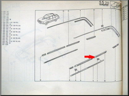 Achterdeur rubber strip links  – Renault 18 – OEM 7704000312 – NOS