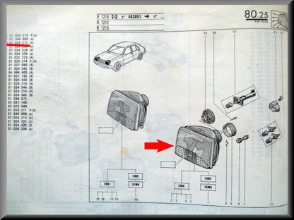 Koplamp links – Renault 14 - Renault Rodeo 6 (H4 fase 1) – OEM 7701024212 – NOS
