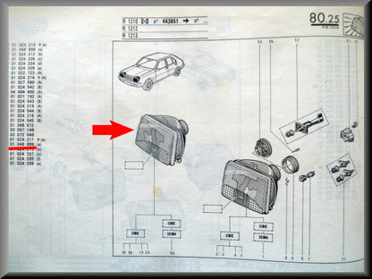 Koplamp rechts  – Renault 14 - Renault Rodeo 6 (Bilux fase 1) – OEM 7701348898 – NOS
