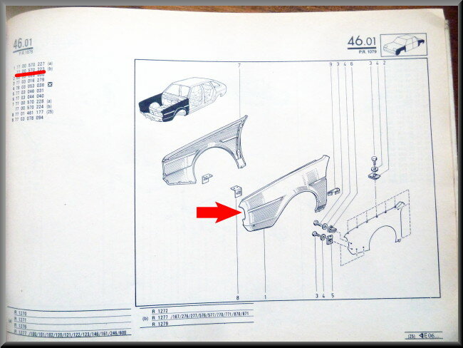Aile avant gauche (taille de roue 14 pouces) – Renault 20 - Renault 30 – OEM 7700570223 – NOS