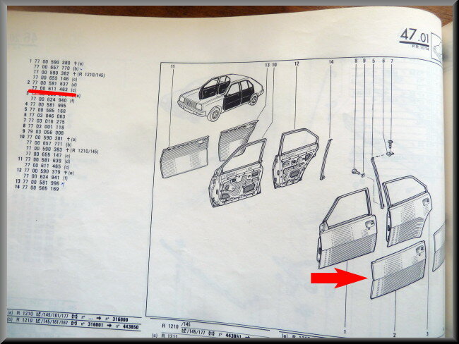 Tôle de porte avant gauche – Renault 14 – OEM 7700611463 – NOS