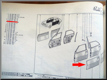 Tôle de porte avant gauche – Renault 14 – OEM 7700611463 – NOS