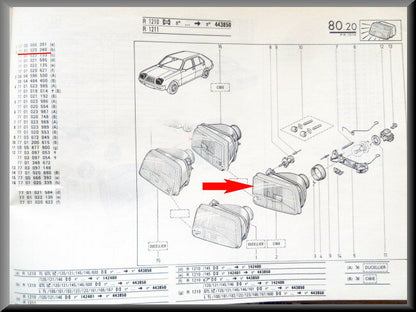 Phare avant droit (Bilux) – Renault 14 – OEM 7701010340 – NOS