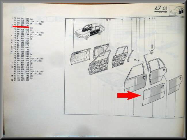 Deurplaat voorzijde links  – Renault 18 – OEM 7701461167 – NOS
