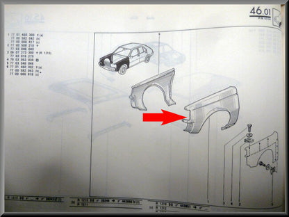 Aile avant gauche – Renault 14 deuxième type – OEM 7700666817 – NOS