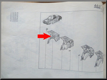 Protection intérieure d'aile arrière droite – Renault 14 – OEM 7700583819 – NOS