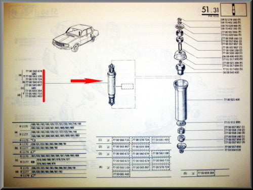 Shock Absorbers Rear – Renault 12 – Renault 15 - Renault - 17 - OEM 7700578724