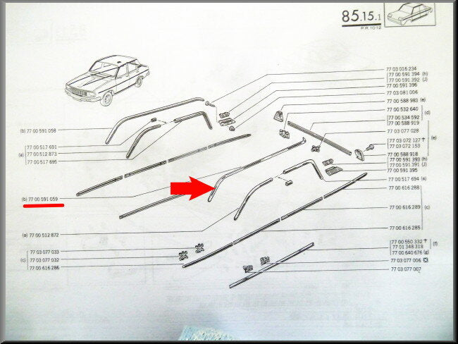 Roof molding left – Renault 12 – OEM 7700591059