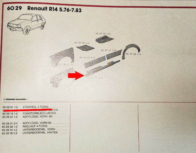 Box beam right – Renault 14 – OEM 602901 – NOS