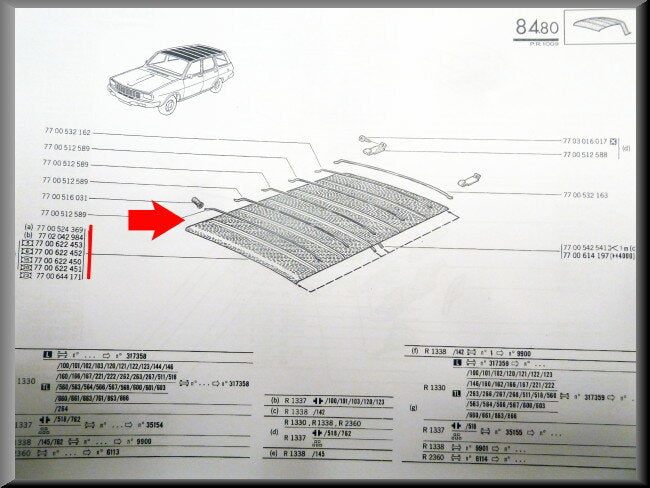 Hemelbekleding – Renault 12 Break – OEM 7700524369