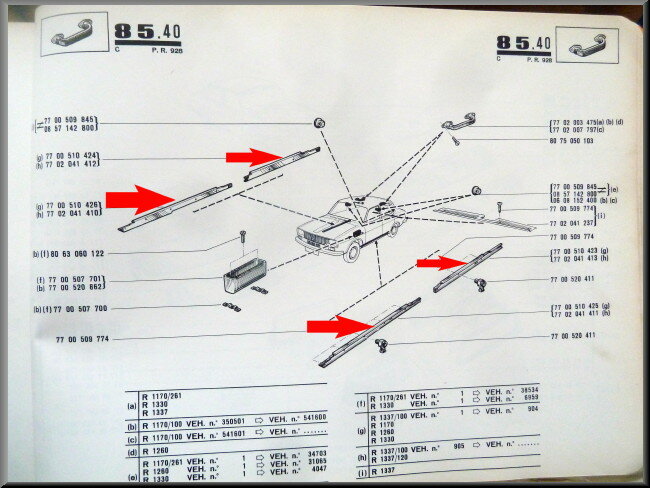 Set dorpel strips interieur – Renault 12 – OEM 7700510423 / 7700510425 / 7700510424 / 7700510426