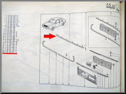 Grill lijst  – Renault 14 – OEM 7700629637 / 7700633162 – NOS