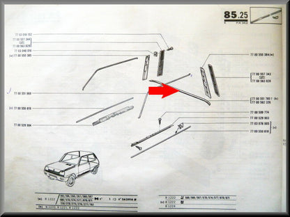 Baguette de hayon – Renault 5 – OEM 7700551785 – NOS