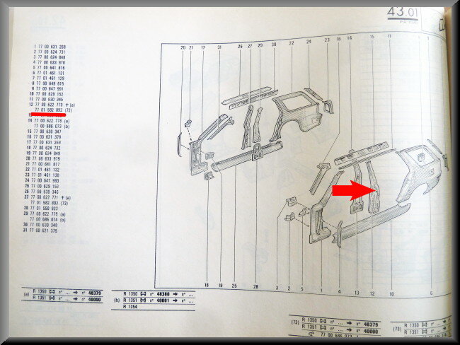 B Stijl links  – Renault 18 – OEM 7701582892 – NOS