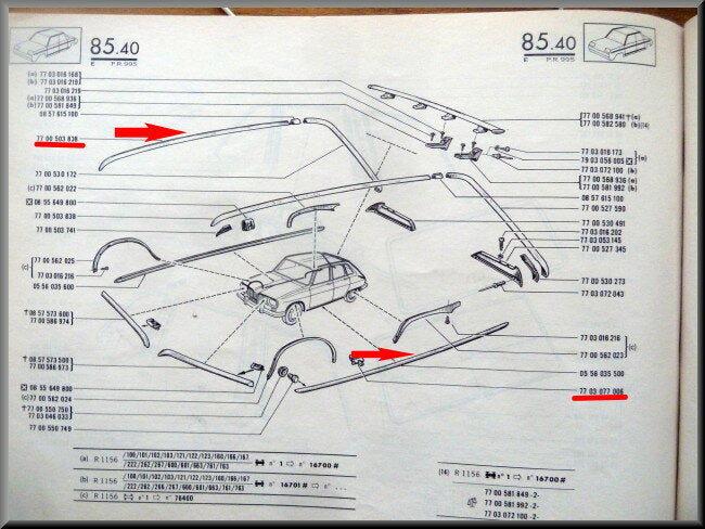 Dak sierstrip links en rechts – Renault 16 – OEM 7700503838