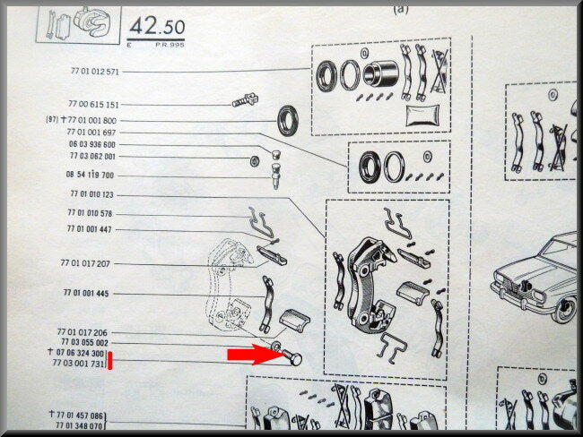 Bout remklauw houder – Renault 16 – Renault 8 - Alpine A110 - OEM 0706324300