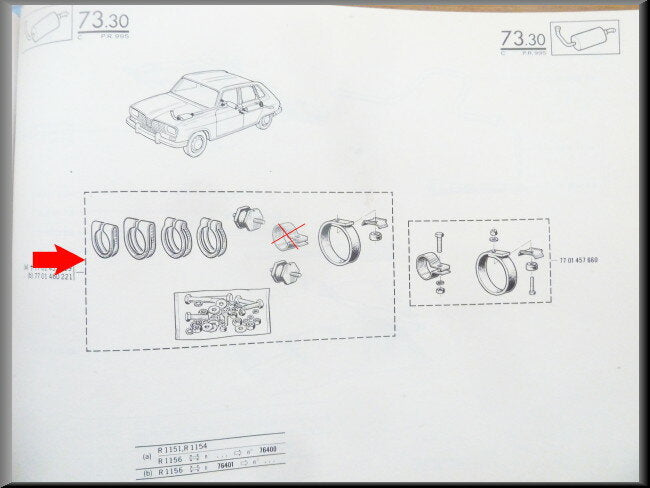 Uitlaat bevestigingsset – Renault 16 TX, TS – OEM 7701460221